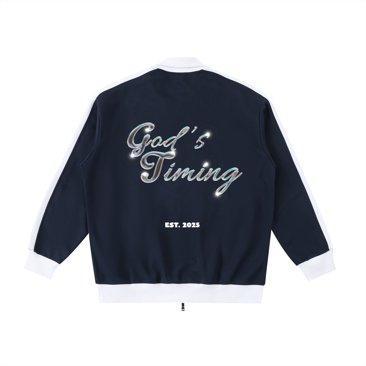 “God’s Timing” Contrast Collar Jacket
