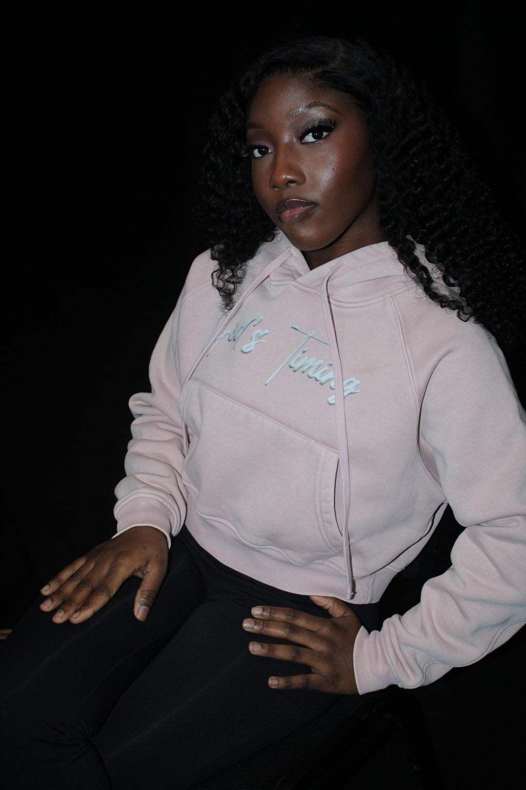 God's timing - Snow Washed Cropped Hoodie