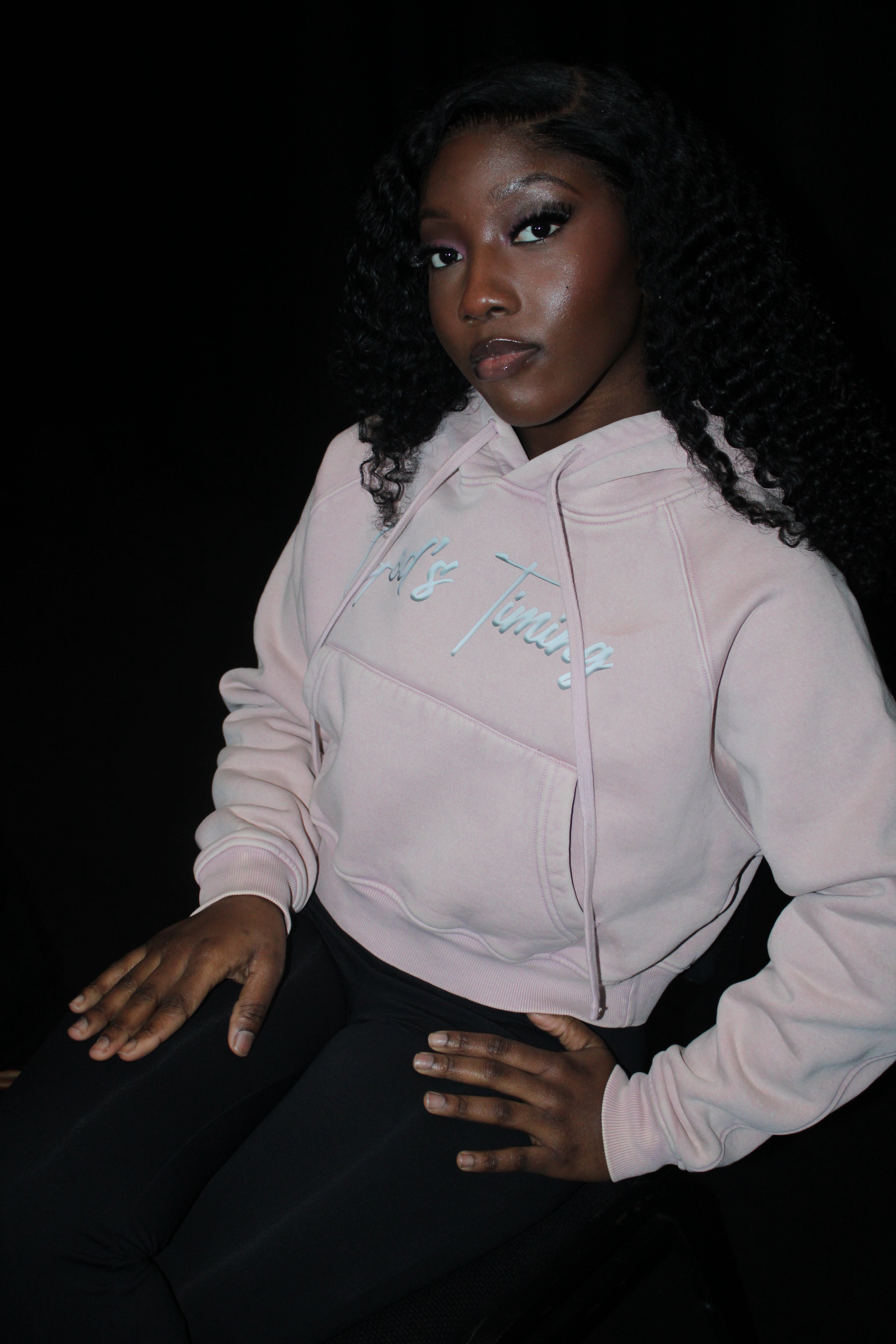 God's timing - Snow Washed Cropped Hoodie