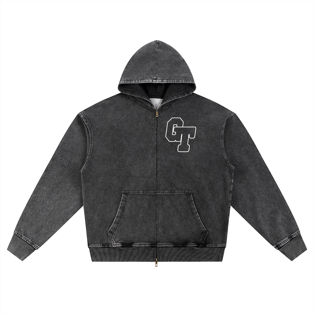 GT Snow Wash Oversized Zip-Up Hoodie
