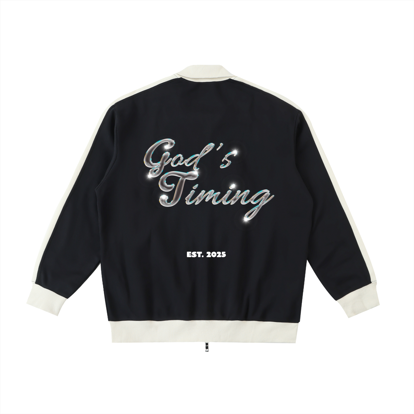 “God’s Timing” Contrast Collar Jacket