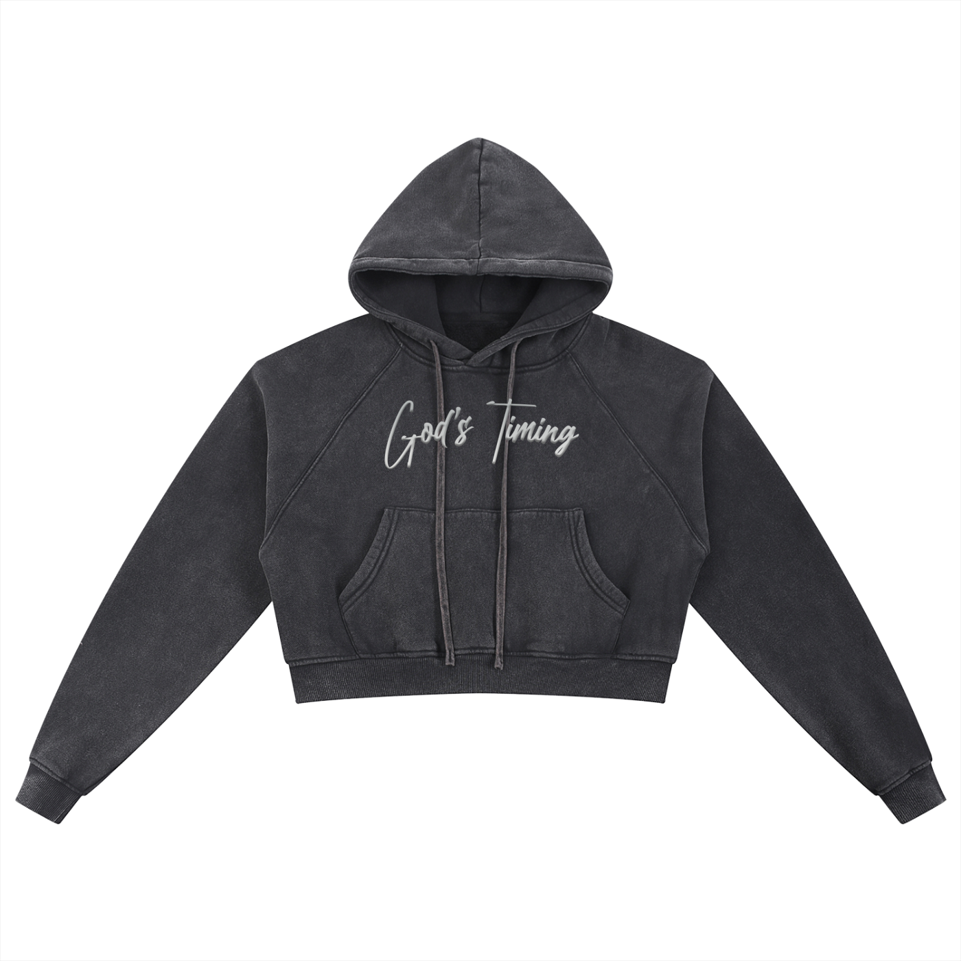 God's timing - Snow Washed Cropped Hoodie