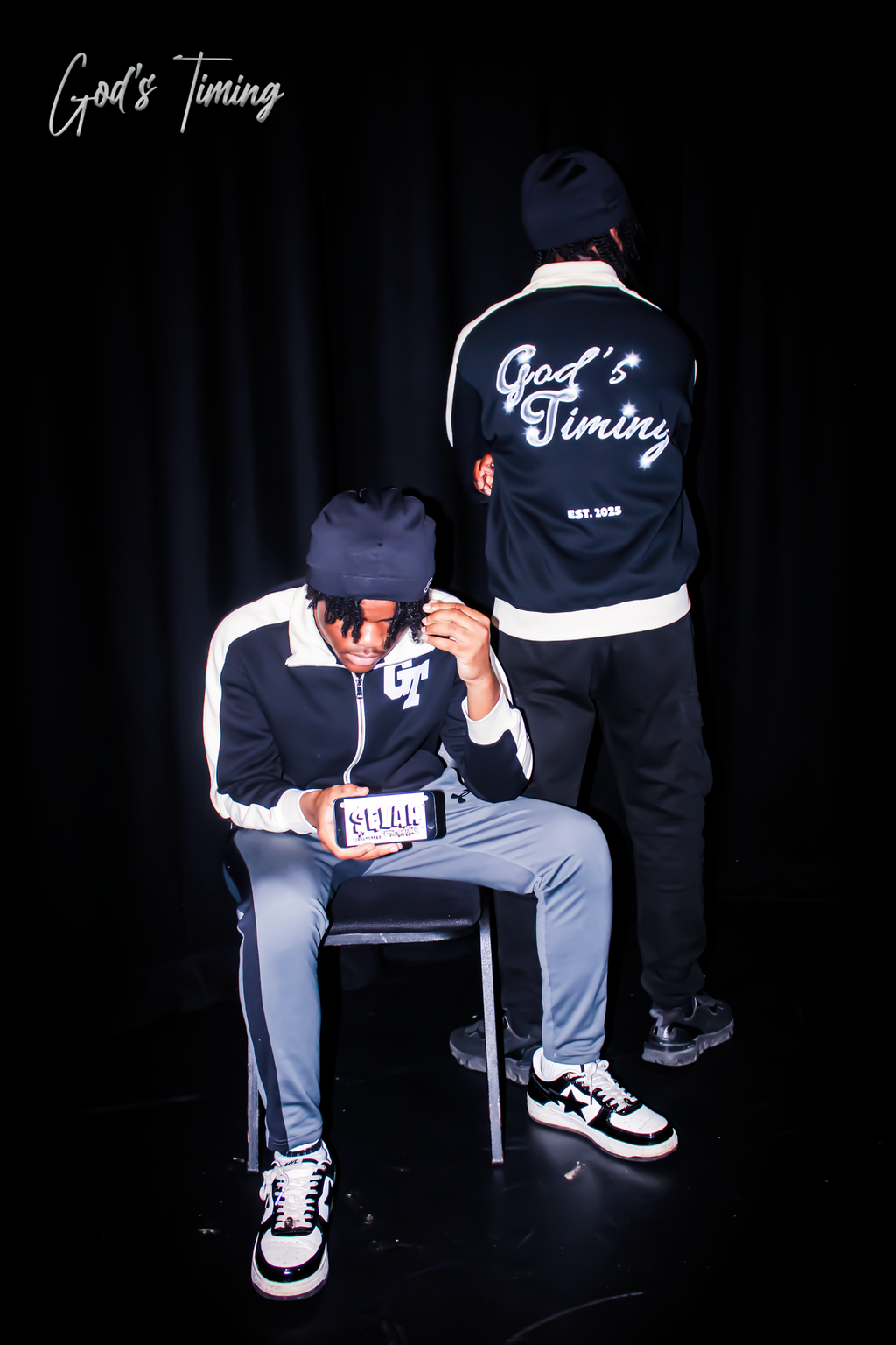 “God’s Timing” Contrast Collar Jacket