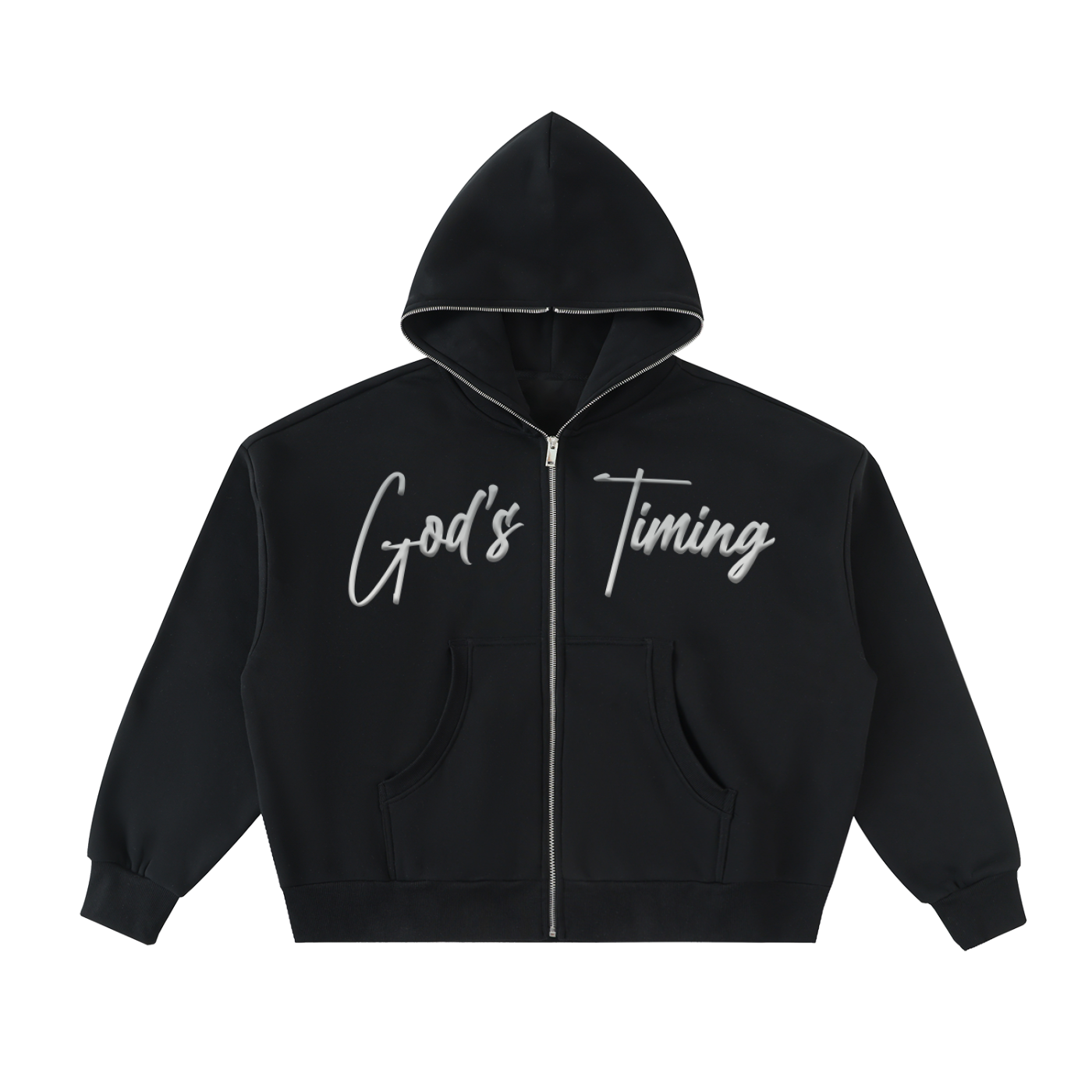 God's Timing Full-Zip Boxy Hoodie